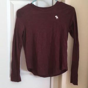 abercrombie kids maroon long sleeve tee for girls